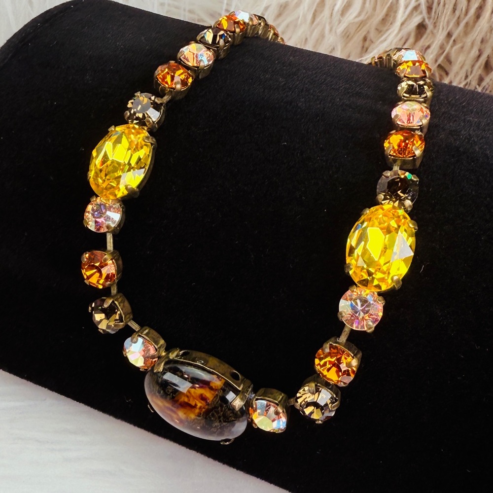 Vintage Multicolor Crystal Stone Statement Necklace
